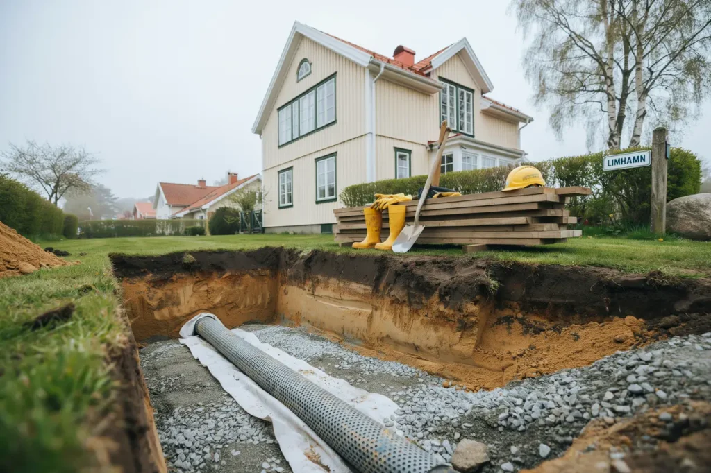 schakt och dr nering inf r tillbyggnad av villa i limhamn